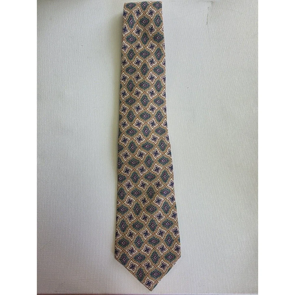 Polo Ralph Lauren Men's Multicolor Geometric Pattern Pointed Tie Handmade